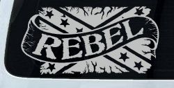 Rebel Banner Rebel Flag Country Car or Truck Window Decal Sticker (Light Gray)