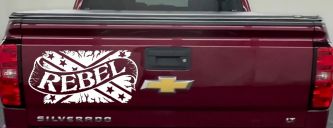 Rebel Banner Rebel Flag Country Car or Truck Window Decal Sticker (White)