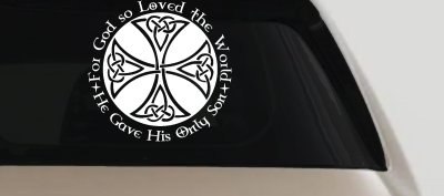 Celtic Cross John 3:16 God Loved the World Christian Car or Truck Window Vinyl Decal Sticker