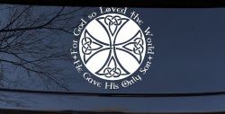Celtic Cross John 3:16 God Loved the World Christian Car or Truck Window Decal Sticker