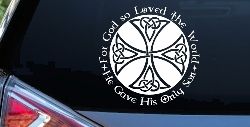 Celtic Cross John 3:16 God Loved the World Christian Car or Truck Window Decal Sticker