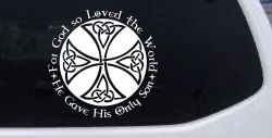Celtic Cross John 3:16 God Loved the World Christian Car or Truck Window Decal Sticker