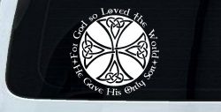 Celtic Cross John 3:16 God Loved the World Christian Car or Truck Window Decal Sticker