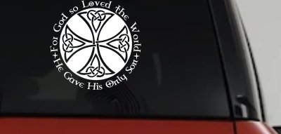 Celtic Cross John 3:16 God Loved the World Christian Car or Truck Window Vinyl Decal Sticker