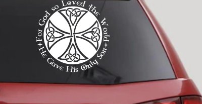 Celtic Cross John 3:16 God Loved the World Christian Car or Truck Window Vinyl Decal Sticker