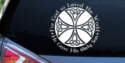 Celtic Cross John 3:16 God Loved the World Christian Car or Truck Window Decal Sticker