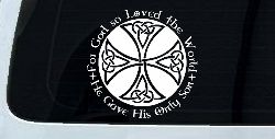Celtic Cross John 3:16 God Loved the World Christian Car or Truck Window Decal Sticker