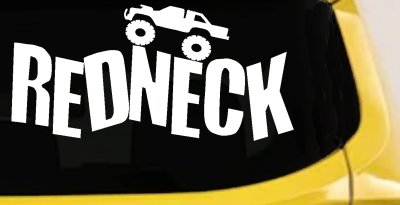 Redneck Truck Country Car or Truck Window Vinyl Decal Sticker (White)