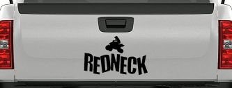 Redneck 4 Wheeler Country Car or Truck Window Decal Sticker (Black)