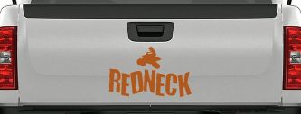 Redneck 4 Wheeler Country Car or Truck Window Decal Sticker (Nut Brown)