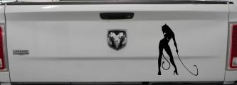 Devil Girl With Whip Car or Truck Window Decal Sticker (Black)