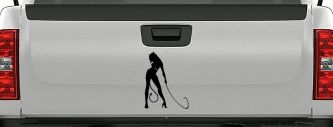 Devil Girl With Whip Car or Truck Window Vinyl Decal Sticker (Black)