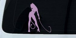 Devil Girl With Whip Car or Truck Window Decal Sticker (Lilac)