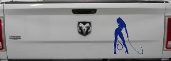 Devil Girl With Whip Car or Truck Window Decal Sticker (Navy)