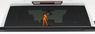 Devil Girl With Whip Car or Truck Window Decal Sticker (Orange)
