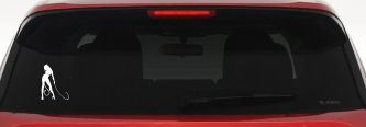 Devil Girl With Whip Car or Truck Window Decal Sticker (White)