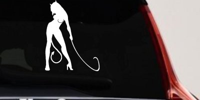Devil Girl With Whip Car or Truck Window Vinyl Decal Sticker