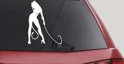 Devil Girl With Whip Car or Truck Window Vinyl Decal Sticker