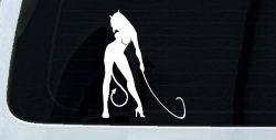 Devil Girl With Whip Car or Truck Window Decal Sticker