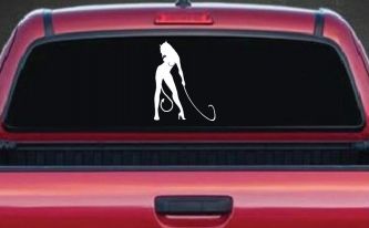 Devil Girl With Whip Car or Truck Window Decal Sticker