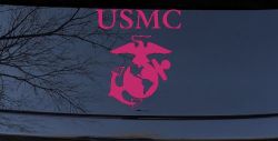 USMC With Marine Logo Military Car or Truck Window Decal Sticker (Hot Pink)