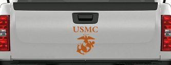 USMC With Marine Logo Military Car or Truck Window Vinyl Decal Sticker (Nut Brown)
