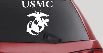 USMC With Marine Logo Military Car or Truck Window Vinyl Decal Sticker