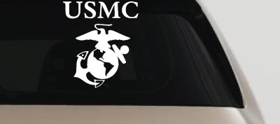 USMC With Marine Logo Military Car or Truck Window Vinyl Decal Sticker