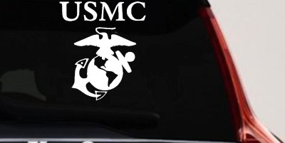 USMC With Marine Logo Military Car or Truck Window Vinyl Decal Sticker