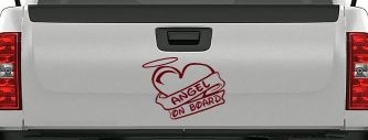 Angel On Board Heart And Halo Christian Car or Truck Window Decal Sticker (Purple Red)