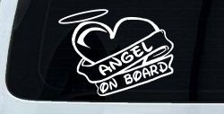 Angel On Board Heart And Halo Christian Car or Truck Window Decal Sticker