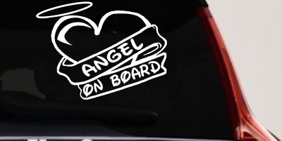 Angel On Board Heart And Halo Christian Car or Truck Window Vinyl Decal Sticker