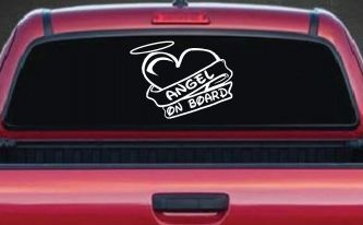 Angel On Board Heart And Halo Christian Car or Truck Window Decal Sticker