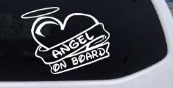Angel On Board Heart And Halo Christian Car or Truck Window Decal Sticker