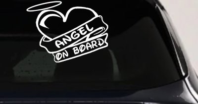Angel On Board Heart And Halo Christian Car or Truck Window Vinyl Decal Sticker