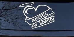 Angel On Board Heart And Halo Christian Car or Truck Window Decal Sticker