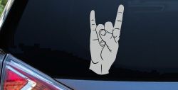 Rock N Roll Hand Gesture Music Car or Truck Window Vinyl Decal Sticker (Light Gray)
