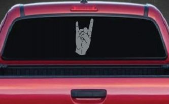 Rock N Roll Hand Gesture Music Car or Truck Window Decal Sticker (Telegrey)