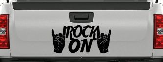 Rock On With Hands Music Car or Truck Window Decal Sticker (Black)