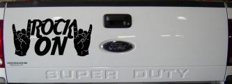 Rock On With Hands Music Car or Truck Window Decal Sticker (Black)
