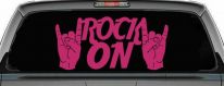 Rock On With Hands Music Car or Truck Window Decal Sticker (Hot Pink)