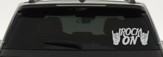 Rock On With Hands Music Car or Truck Window Decal Sticker (Light Gray)