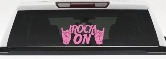 Rock On With Hands Music Car or Truck Window Decal Sticker (Pink)