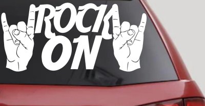 Rock On With Hands Music Car or Truck Window Vinyl Decal Sticker