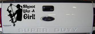 Shoot Like A Girl Bow Hunter Hunting Car or Truck Window Decal Sticker (Black)