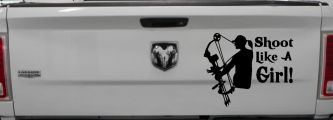 Shoot Like A Girl Bow Hunter Hunting Car or Truck Window Decal Sticker (Black)