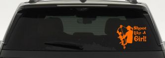 Shoot Like A Girl Bow Hunter Hunting Car or Truck Window Decal Sticker (Orange)