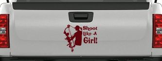Shoot Like A Girl Bow Hunter Hunting Car or Truck Window Vinyl Decal Sticker (Purple Red)