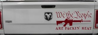 We The People Are Packin Heat 2nd Amendment AR15 Gun Car or Truck Window Decal Sticker (Purple Red)