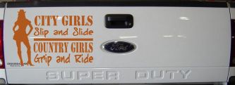 City Girls Slip And Slide Country Girls Grip And Ride Car or Truck Window Decal Sticker (Nut Brown)